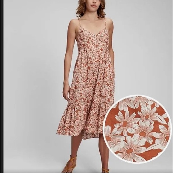 Gap brown and white floral cotton sundress, size Medium - Picture 6 of 6